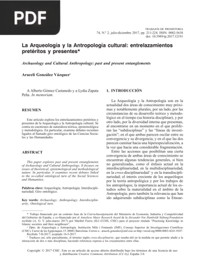 La Arqueología y la Antropología cultural: entrelazamientos pretéritos y presentes (Artículo)