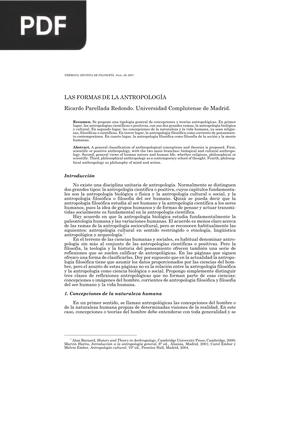 Las Formas de la Antropología (Artículo)