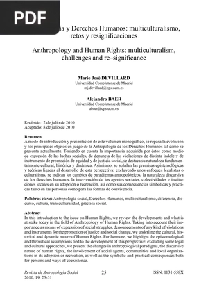 Antropología y Derechos Humanos: multiculturalismo, retos y resignifi caciones