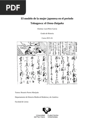 El modelo de la mujer japonesa en el periodo Tokugawa: el Onna-Daigaku