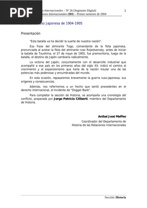 La Guerra Ruso Japonesa de 1904-1905