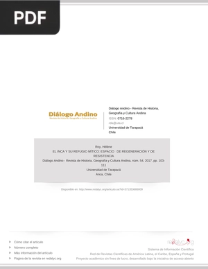 El inca y su refugio mítico: Espacio de regeneración y de resistencia (Artículo)