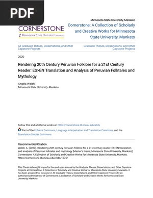 Rendering 20th Century Peruvian Folklore for a 21st Century Reader (Inglés)