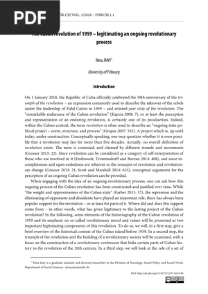 The Cuban revolution of 1959 – legitimating an ongoing revolutionary process (Inglés) (Artículo)