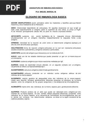 Glosario de Inmunología básica