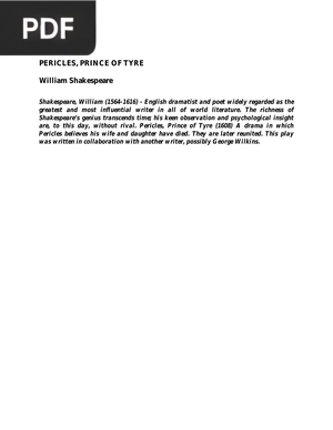 Pericles, prince of Tire (Inglés)