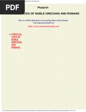 Parallel lives of noble gracians and romans (Inglés)