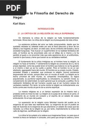 Crítica de la filosofía del derecho de Hegel