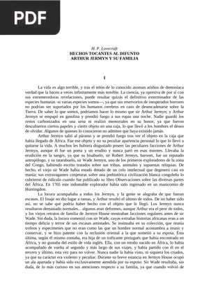 Hechos tocantes al difunto Arthur Jermyn y su familia