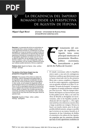 La decadencia del Imperio romano desde la perspectiva de Agustín de Hipona