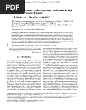 Introduction to engineering geology and geomorphology of glaciated and periglaciated terrains (Inglés)