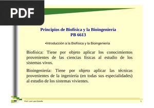 Principios de Biofísica y la Bioingeniería (Presentación)