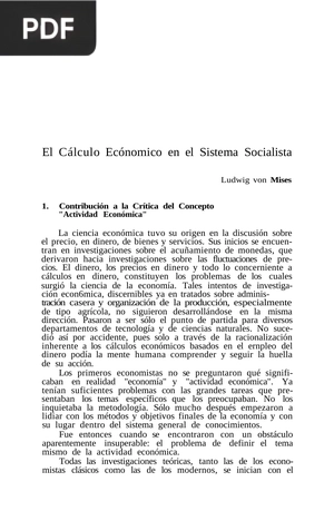 El cálculo económico en el sistema socialista