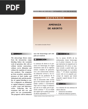Amenaza de aborto (Artículo)