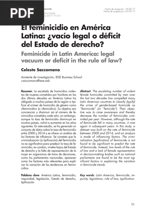 El feminicidio en América Latina: ¿vacío legal o déficit del Estado de derecho?