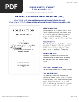 Toleration and other essays (Inglés)
