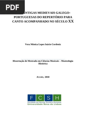 As cantigas medievais galego-portuguesas do repertório para canto acompanhado no século XX (Portugués)