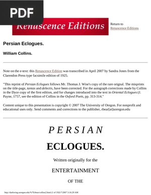 Persian Eclogues (Inglés)