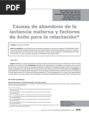 Causas de abandono de la lactancia materna y factores de éxito para la relactación