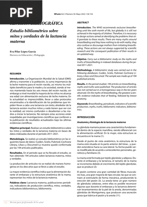 Estudio bibliométrico sobre mitos y verdades de la lactancia materna
