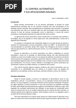El control automático y sus aplicaciones navales
