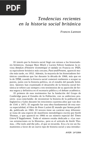 Tendencias recientes en la historia social británica