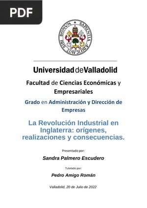 La Revolución Industrial en Inglaterra: orígenes, realizaciones y consecuencias