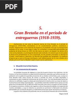 Gran Bretaña en el período de entreguerras (1918-1939). (Articulo)