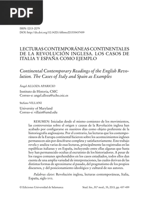 Facturas contemporáneas continentales de la revolución inglesa. Los casos de Italia y España como ejemplo