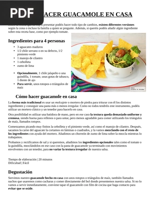 Cómo hacer guacamole en casa (Artículo)