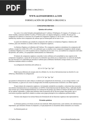 Formulación de química orgánica