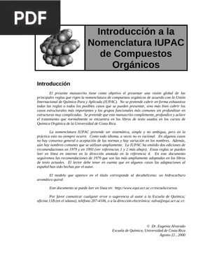 Introducción a la Nomenclatura IUPAC de Compuestos Orgánicos (artículo)