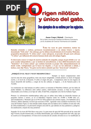 Origen Nilótico y Único del Gato (Artículo)