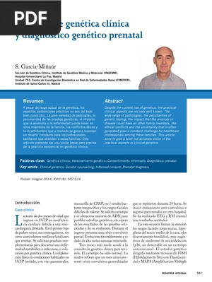 Consulta de genética clínica y diagnóstico genético prenatal (Artículo)