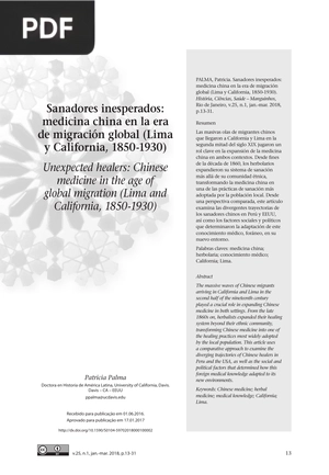 Sanadores inesperados: medicina china en la era de migración global (Lima y California, 1850-1930)
