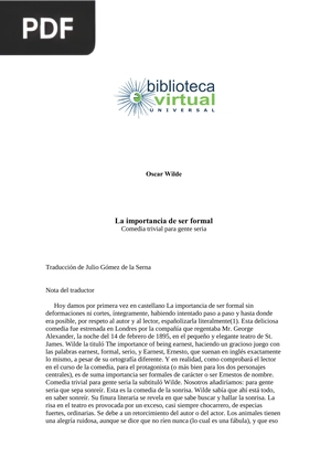 La importancia de ser formal