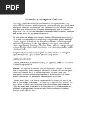 Introduction to Interceptive Orthodontics (Inglés) (Artículo)