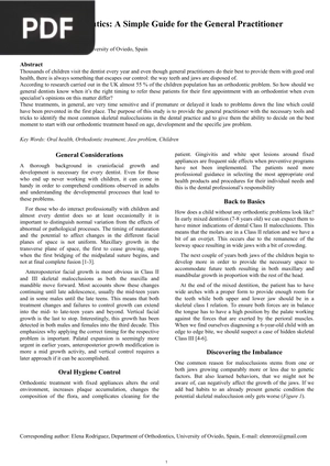 Timing in Orthodontics: A Simple Guide for the General Practitioner (Inglés) (Artículo)