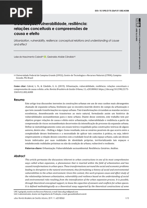 Urbanização, vulnerabilidade, resiliência: relações conceituais e compreensões de causa e efeito (Portugués)