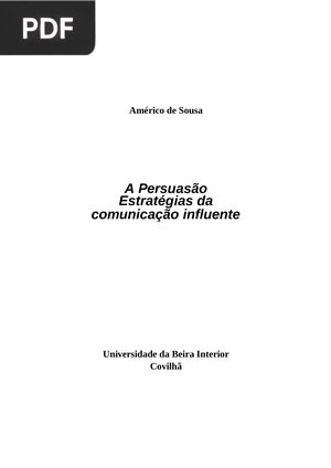 A Persuasão. Estratégias da comunicação influente