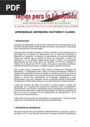 Aprendizaje: definición, factores y clases