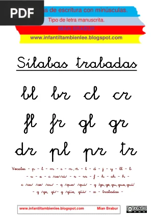Cuadernillo de Lectoescritura Sílabas Trabadas