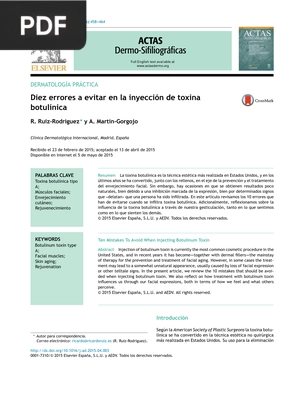 Diez errores a evitar en la inyección de toxina botulínica