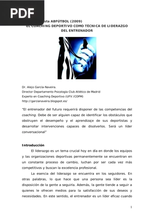El coaching deportivo como técnica de liderazgo del entrenador