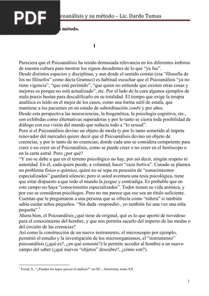 El Psicoanálisis y su método