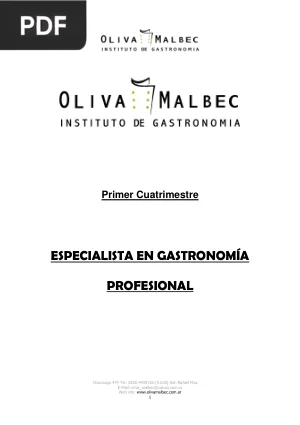 Especialista en Gastronomía Profesional