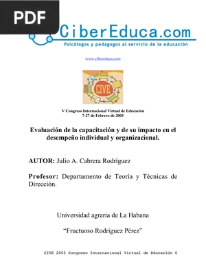 Evaluación de la Capacitación y de su Impacto en el Desempeño Individual y Organizacional