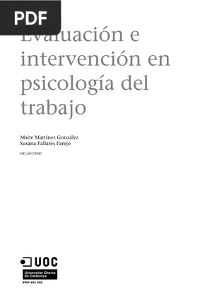 Evaluación e Intervención en Psicología del Trabajo