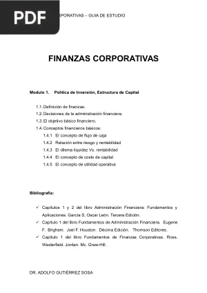 Finanzas Corporativas: Guía de Estudio
