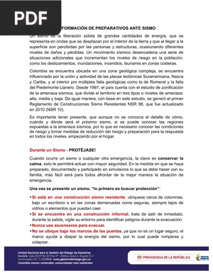 Información de preparativos ante sismo